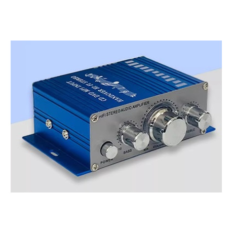 HiFi-Verstärker - Gehäuse 12V, AUX Cinch Eingang, blau