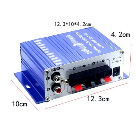 HiFi-Verstärker - Gehäuse 12V, AUX Cinch Eingang, blau