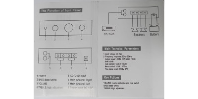 HiFi zosilňovač - case 12V, vstup AUX cinch, červený