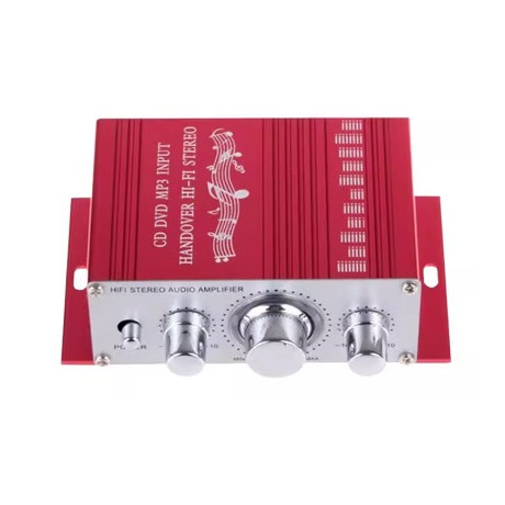 HiFi zosilňovač - case 12V, vstup AUX cinch, červený