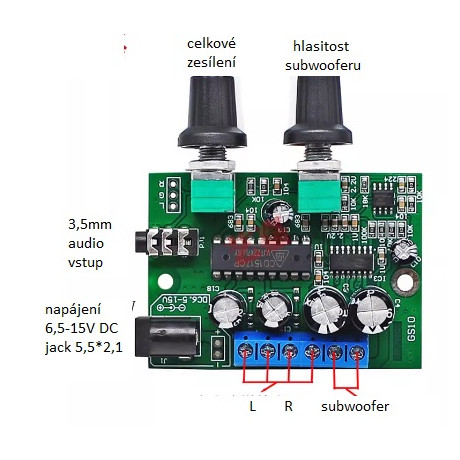 2.1 kanálový subwoofer digitálny výkonový zosilňovač