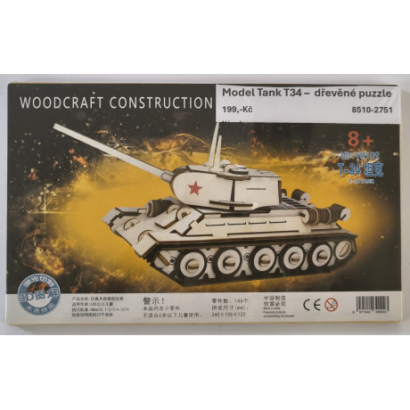 model tank T34 - dřevěné puzzle 3D