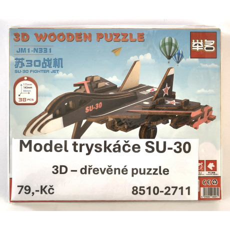 SU-30 Jet-Modell – 3D-Holzpuzzle