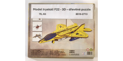 Model tryskáč F22 - drevené puzzle 3D
