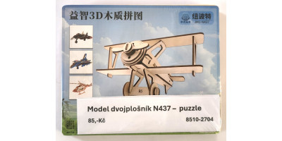 Model dvojplošník N437 - drevené puzzle 3D