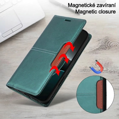 Flip case Poco X7 – wallet, stand, leatherette green-blue