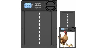 Hliníkové dvierka pre sliepky s časovačom a ochranou proti zachyteniu