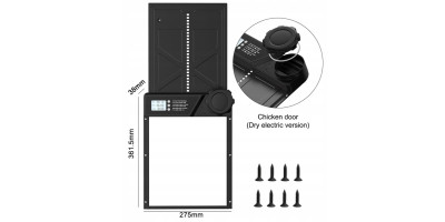 Hliníkové dvierka pre sliepky s časovačom a ochranou proti zachyteniu