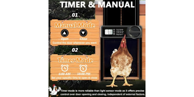 Hliníkové dvierka pre sliepky s časovačom a ochranou proti zachyteniu