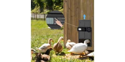 Hliníkové dvierka pre sliepky s časovačom a ochranou proti zachyteniu